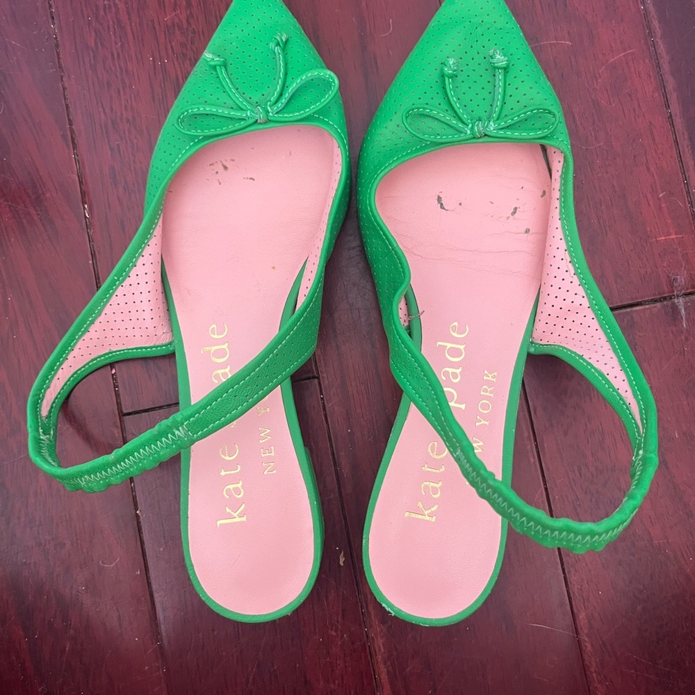 Kate Spade Vibrant Green slingback flats